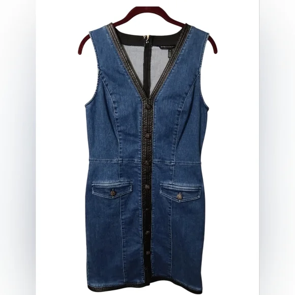 White House Black Market Denim Dress with Black Accents - Picture 2 of 5